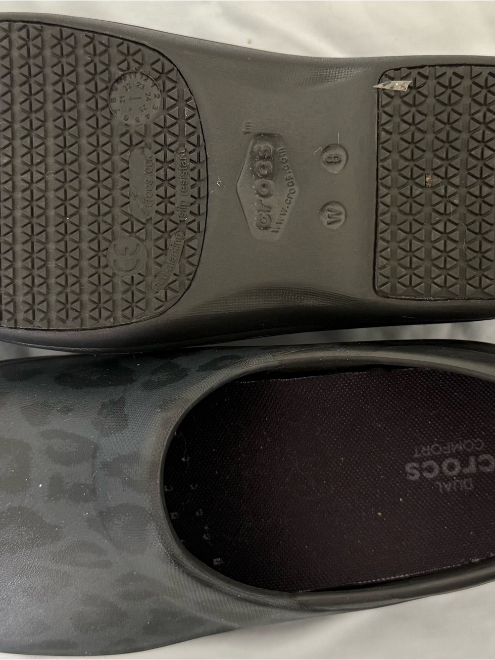 CROCS Women's Black Leopard-Print Slip-On Clog - Picture 2 of 4